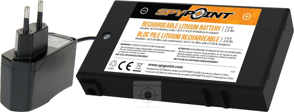 Bloc Pile Rechargeable au Lithium et Chargeur Spypoint Rivolier