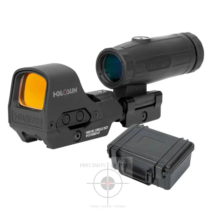 Ensemble Holosun Hs510C Avec Loupe Hm3X Et Étui De Protection Point Rouge